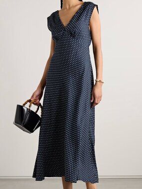 Doen Tahlia Polka Dot Silk-Blend Midi-Dress